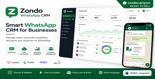 Zendo - Multi-Tenant WhatsApp CRM With AI Chatbot Laravel and Flutter