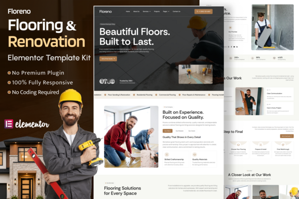 Floreno - Flooring  Tiling Renovation Elementor Template Kit