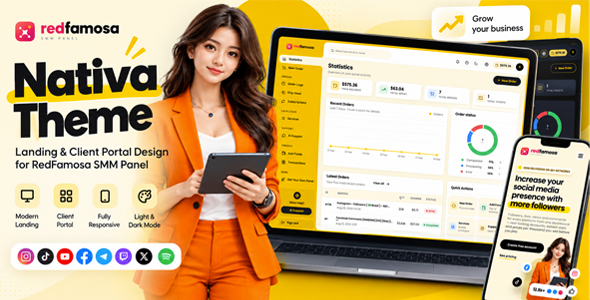 Nativa Theme - Landing  Client Portal Design for RedFamosa SMM Panel