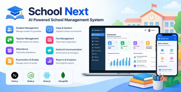 School Next | AI-Powered Education Management and Enterprise ERP System | Next.js | MongoDB