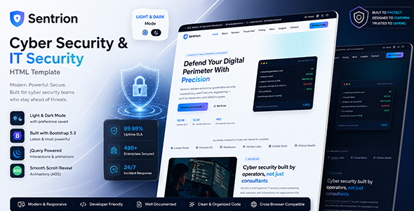 Sentrion - Cyber Security IT Security HTML Template
