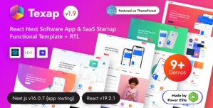 Texap – React Nextjs SaaS  Software App Startup Template with Strapi