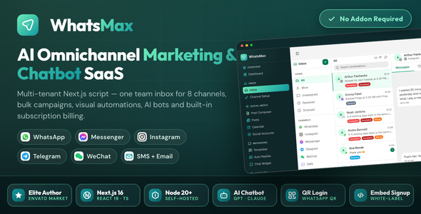 WhatsMax | AI Omnichannel Marketing, Automation and Chatbot SaaS NodeJS Script