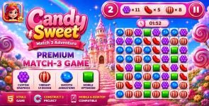 Candy Sweet – Match 3 Puzzle Game | Construct 3 HTML5