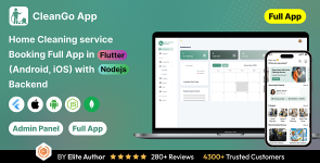 Cleaning Services Booking Full app in Flutter (Android, iOS) with Node.js Backend App