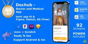 DocHub ANDROID + IOS + FIGMA + SKETCH | UI Kit | Ionic | Doctor  Medical App