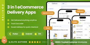 3 Apps | Multi-Purpose Delivery Full Application | eCommerce, Food, Grocery  Courier App | Delivoo