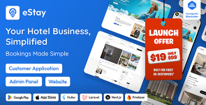 eStay – Hotel Booking  Management System with Flutter App, PWA Web  Laravel Admin