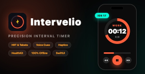 Intervelio | HIIT Interval Timer With Voice Announcements, Haptics and Health Sync – SwiftUI