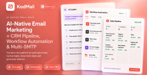 KodMail- AI-Native Email Marketing + CRM Pipeline, Campaign Builder, Automation  Multi-SMTP (SaaS)