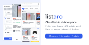 Listaro | Flutter Classified Ads Marketplace App With Laravel Admin Panel