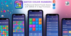 Match Color Numbers – Professional iOS Match Puzzle Game with AdMob  In-App Purchases