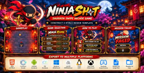 Ninja Shot | Shuriken Swipe Arcade Game – Construct 3 HTML5 Reskin Template