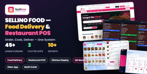 Sellino Food – Multi-Restaurant Food Delivery  POS with Customer, Restaurant  Rider Flutter Apps
