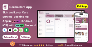 Skin and Laser Care Services Booking Full app in Flutter (Android, iOS) with Node.js Backend App
