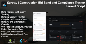 Suretly | Construction Bid Bond and Compliance Tracker Laravel Script With Flutter App