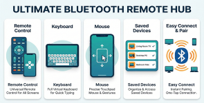 Ultimate Bluetooth Remote Hub (BT Remote for Android Tvs,Phone and Pcs